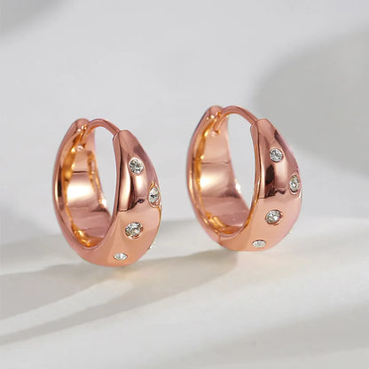 1 Pair Casual Elegant Geometric Plating Inlay Copper Rhinestones 18k Gold Plated Rose Gold Plated Silver Plated Earrings