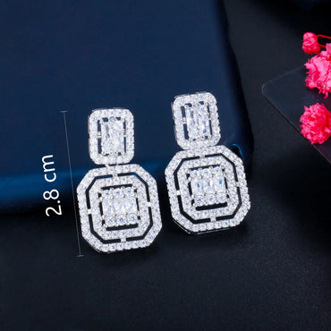 1 Pair Casual Elegant Geometric Plating Inlay Copper Zircon 14k Gold Plated Rhodium Plated Drop Earrings