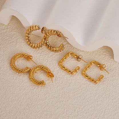 1 Pair Casual Elegant Hawaiian C Shape Plating Stainless Steel Gold Plated Earrings