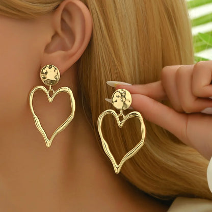 1 Pair Casual Elegant Heart Shape Alloy Zinc Drop Earrings