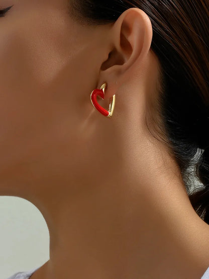 1 Pair Casual Elegant Heart Shape Enamel Alloy Gold Plated Ear Studs