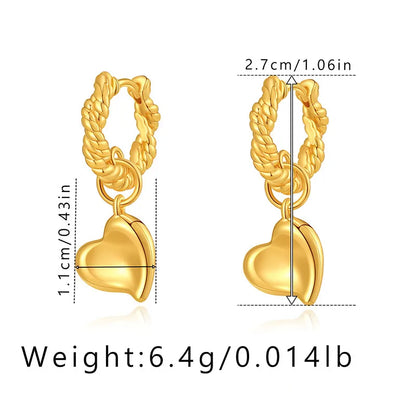 1 Pair Casual Elegant Heart Shape Plating Copper Drop Earrings