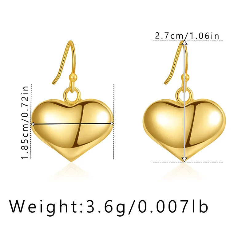 1 Pair Casual Elegant Heart Shape Plating Copper Drop Earrings