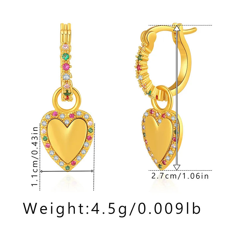 1 Pair Casual Elegant Heart Shape Plating Copper Drop Earrings