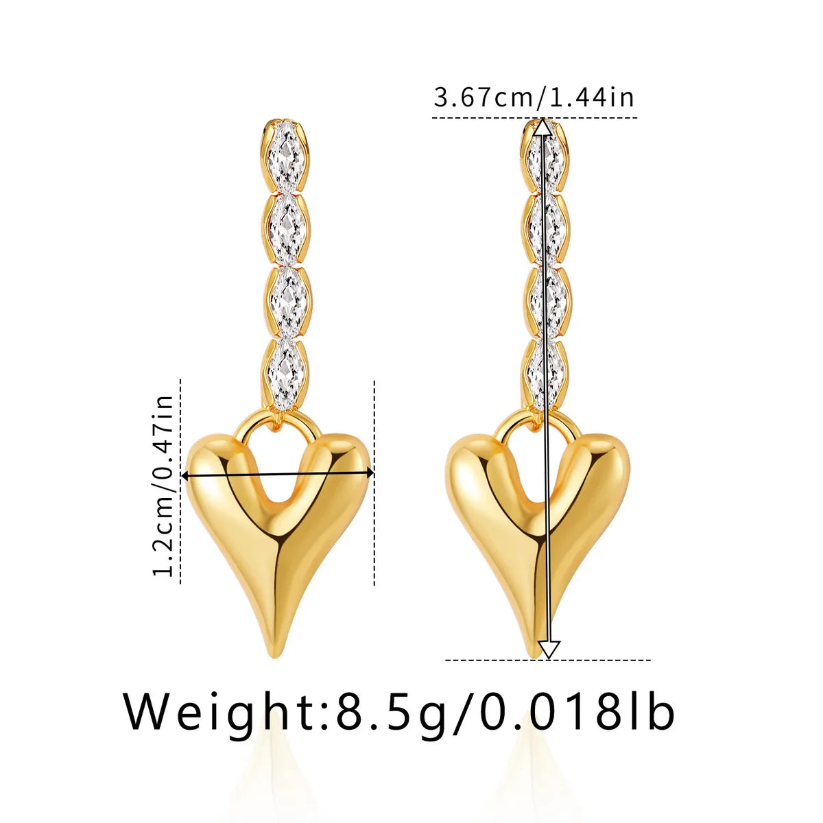 1 Pair Casual Elegant Heart Shape Plating Copper Drop Earrings