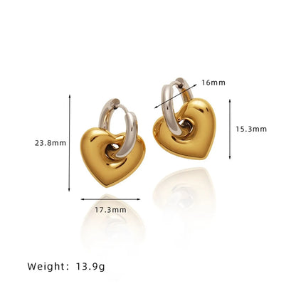 1 Pair Casual Elegant Heart Shape Titanium Steel 18K Gold Plated Drop Earrings