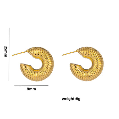 1 Pair Casual Elegant Lady C Shape Geometric Plating Stainless Steel 18k Gold Plated Ear Studs