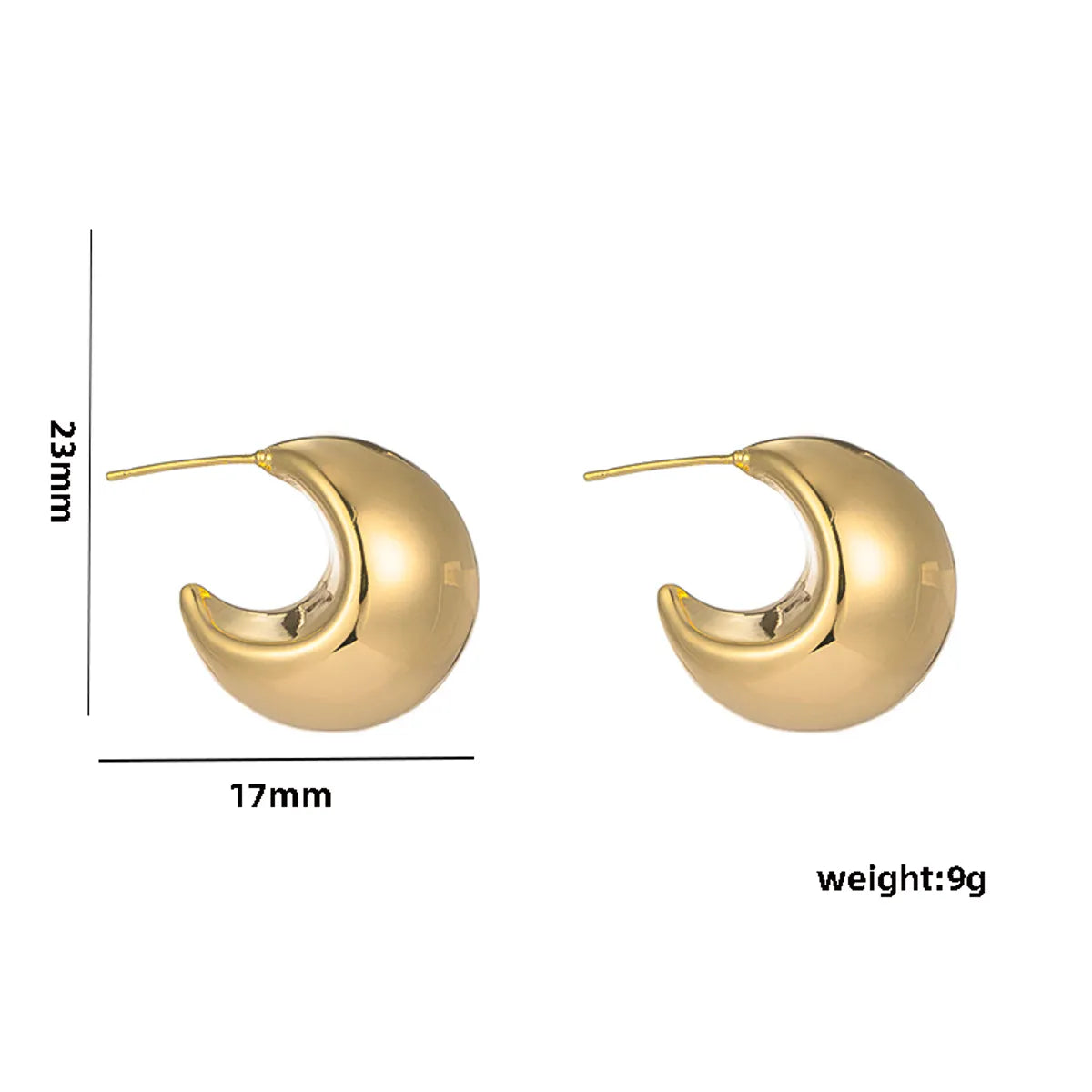 1 Pair Casual Elegant Lady C Shape Geometric Plating Stainless Steel 18k Gold Plated Ear Studs