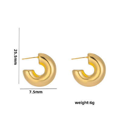 1 Pair Casual Elegant Lady C Shape Geometric Plating Stainless Steel 18k Gold Plated Ear Studs