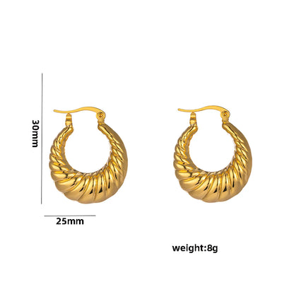 1 Pair Casual Elegant Lady C Shape Geometric Plating Stainless Steel 18k Gold Plated Ear Studs