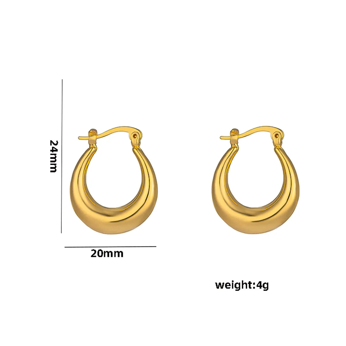 1 Pair Casual Elegant Lady C Shape Geometric Plating Stainless Steel 18k Gold Plated Ear Studs