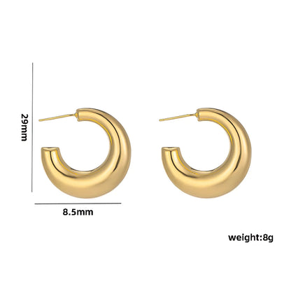 1 Pair Casual Elegant Lady C Shape Geometric Plating Stainless Steel 18k Gold Plated Ear Studs