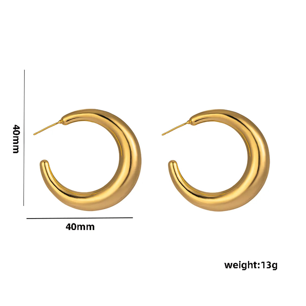 1 Pair Casual Elegant Lady C Shape Geometric Plating Stainless Steel 18k Gold Plated Ear Studs