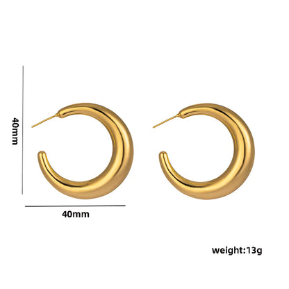 1 Pair Casual Elegant Lady C Shape Geometric Plating Stainless Steel 18k Gold Plated Ear Studs