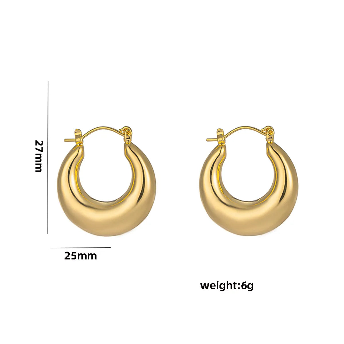 1 Pair Casual Elegant Lady C Shape Geometric Plating Stainless Steel 18k Gold Plated Ear Studs