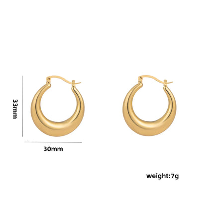 1 Pair Casual Elegant Lady C Shape Geometric Plating Stainless Steel 18k Gold Plated Ear Studs