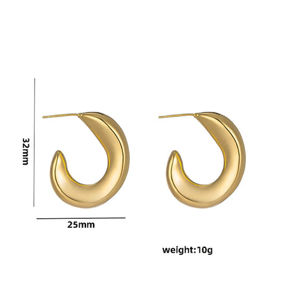 1 Pair Casual Elegant Lady C Shape Geometric Plating Stainless Steel 18k Gold Plated Ear Studs