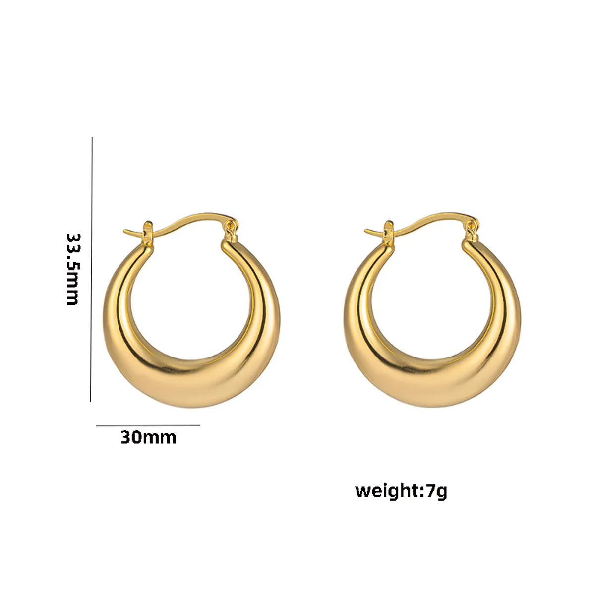 1 Pair Casual Elegant Lady C Shape Geometric Plating Stainless Steel 18k Gold Plated Ear Studs