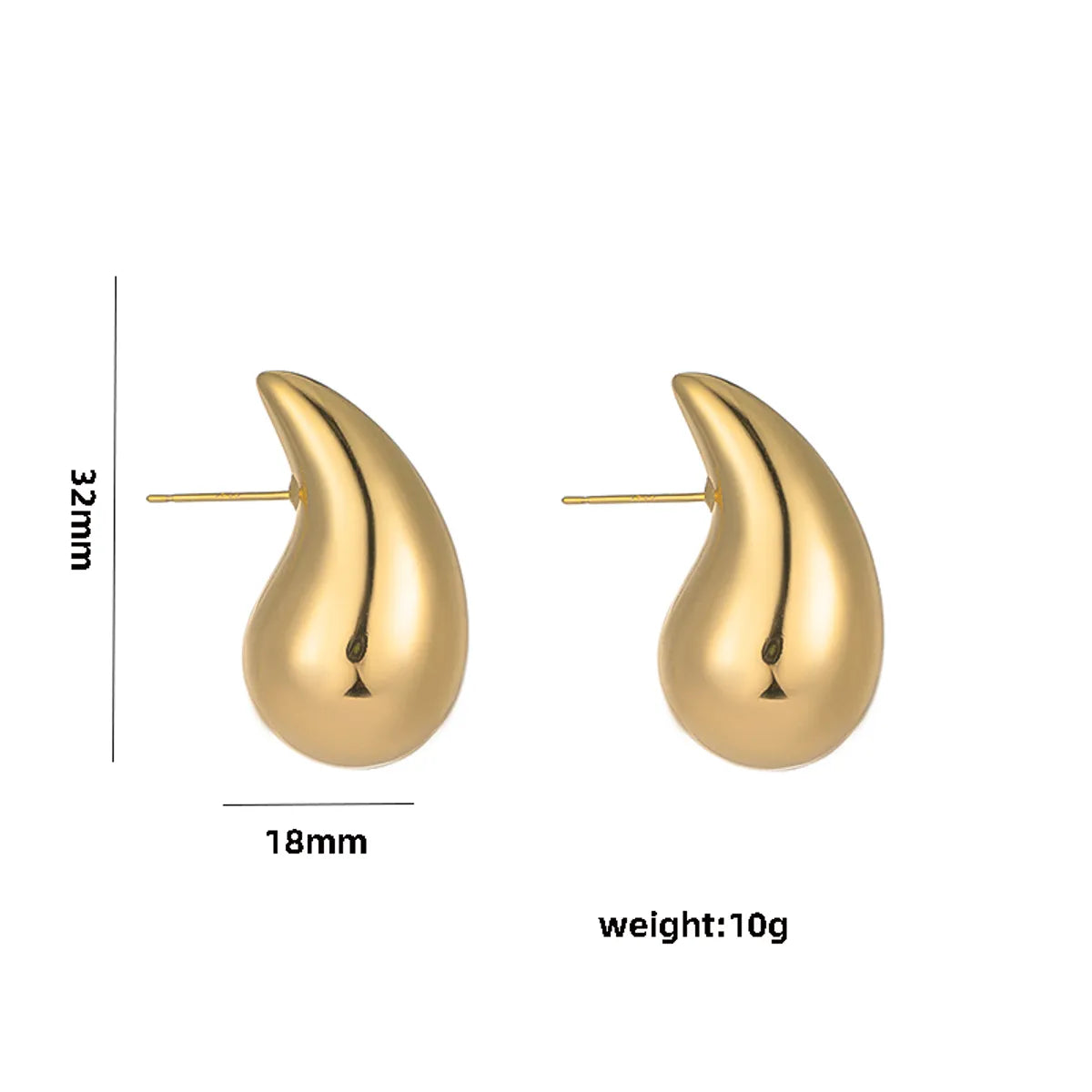 1 Pair Casual Elegant Lady C Shape Geometric Plating Stainless Steel 18k Gold Plated Ear Studs