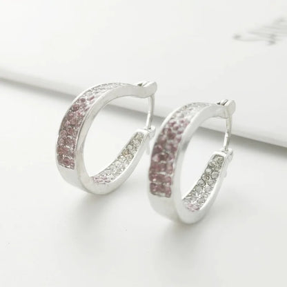 1 Pair Casual Elegant Lady Circle Inlay 316 Stainless Steel  Artificial Rhinestones Earrings