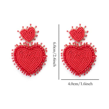 1 Pair Casual Elegant Letter Heart Shape Beaded Inlay Stainless Steel Cloth Glass Zircon Drop Earrings