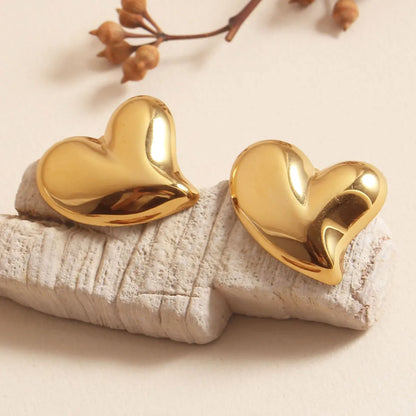 1 Pair Casual Elegant Luxurious Heart Shape Solid Color 304 Stainless Steel 18K Gold Plated Drop Earrings Ear Studs