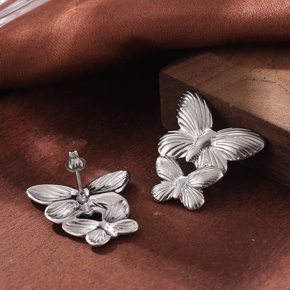 1 Pair Casual Elegant Modern Style Butterfly Plating Titanium Steel 18K Gold Plated Ear Studs