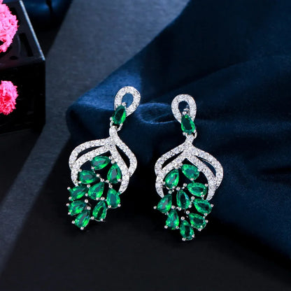 1 Pair Casual Elegant Plant Flower Plating Inlay Copper Zircon White Gold Plated Drop Earrings