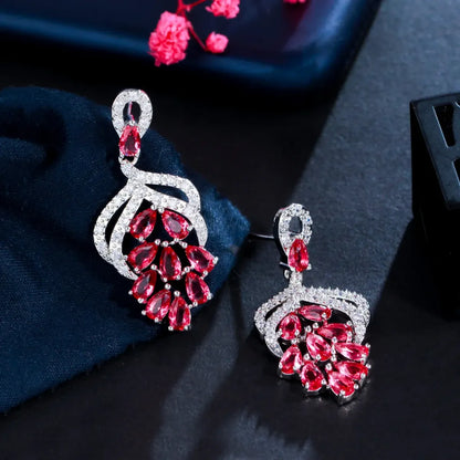 1 Pair Casual Elegant Plant Flower Plating Inlay Copper Zircon White Gold Plated Drop Earrings