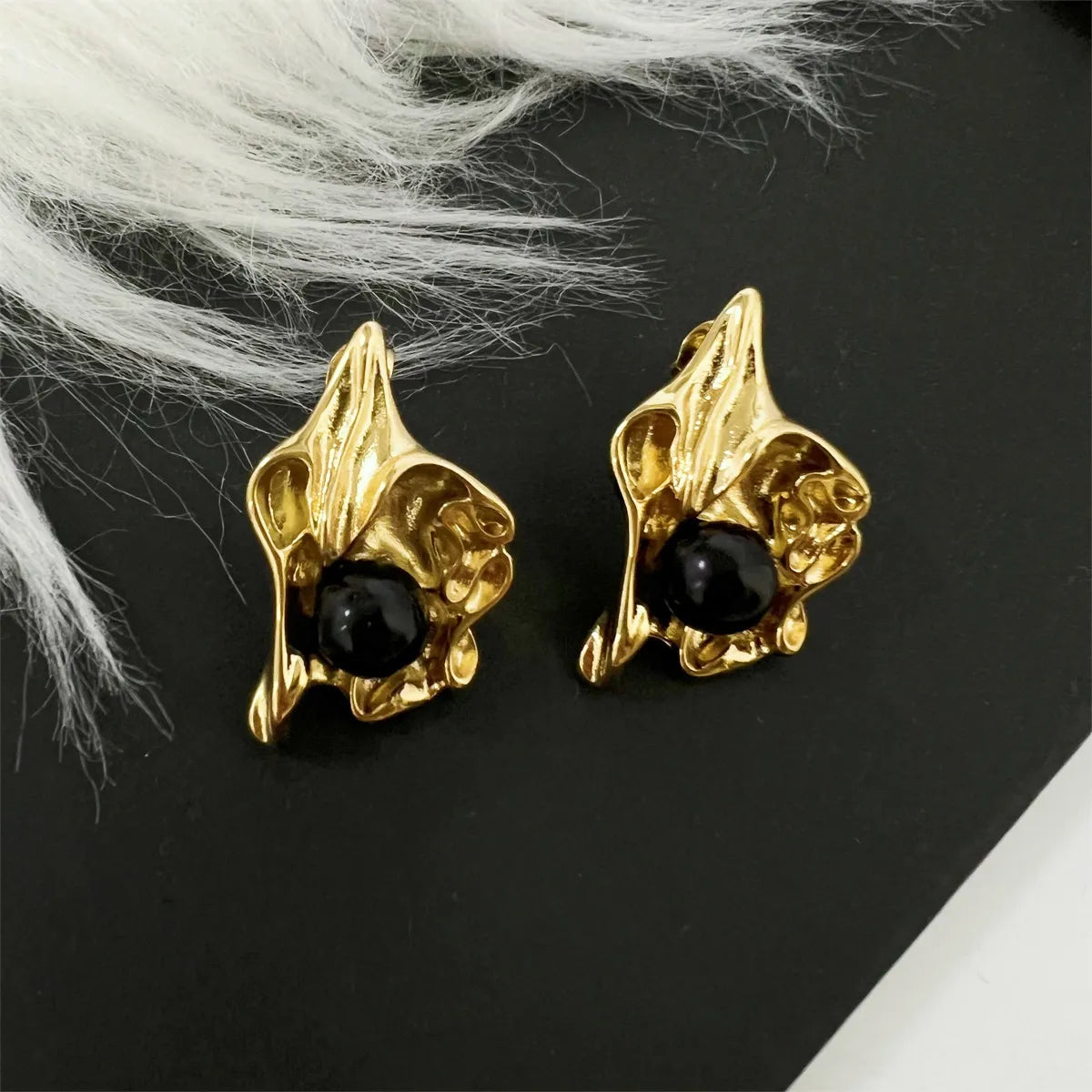 1 Pair Casual Elegant Romantic Geometric Flower Rectangle Inlay 304 Stainless Steel Pearl Ear Studs