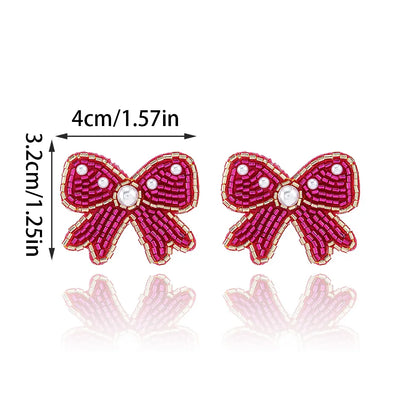 1 Pair Casual Elegant Simple Style Bow Knot Inlay Beaded Seed Bead Artificial Pearls Ear Studs