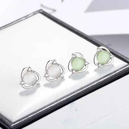 1 Pair Casual Elegant Simple Style Flower Inlay Copper Opal Ear Studs