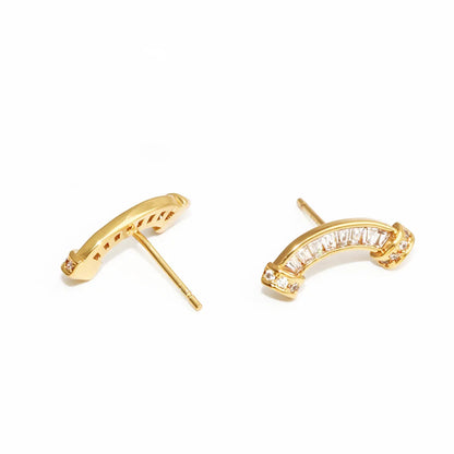 1 Pair Casual Elegant Simple Style Geometric Inlay Copper Alloy Zircon Ear Studs