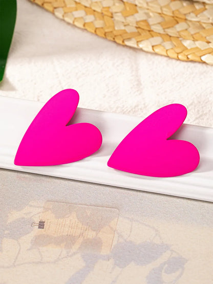 1 Pair Casual Elegant Simple Style Heart Shape Plating Iron Ear Studs