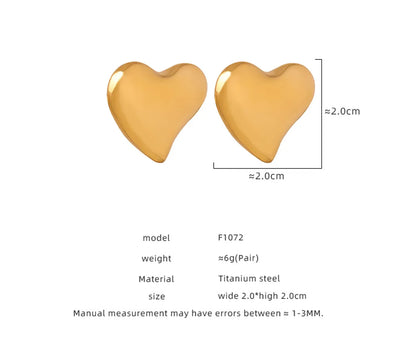 1 Pair Casual Elegant Simple Style Heart Shape Plating Titanium Steel 18k Gold Plated Ear Studs