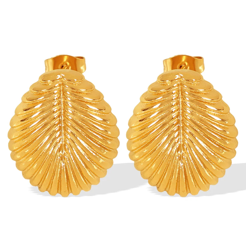 1 Pair Casual Elegant Simple Style Leaves Oval Polishing 304 Stainless Steel 18K Gold Plated Ear Studs