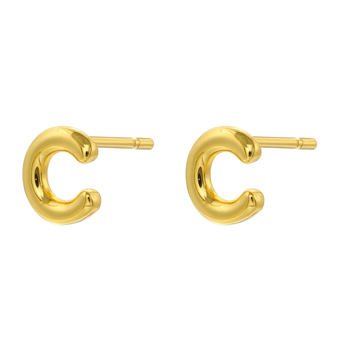 1 Pair Casual Elegant Simple Style Letter Copper Plating 18k Gold Plated Ear Studs