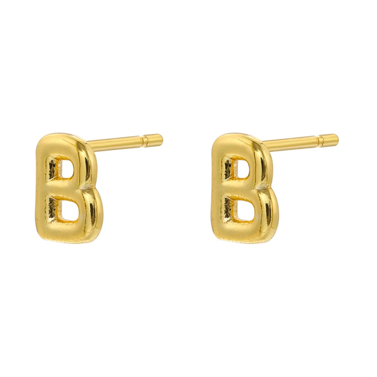 1 Pair Casual Elegant Simple Style Letter Copper Plating 18k Gold Plated Ear Studs