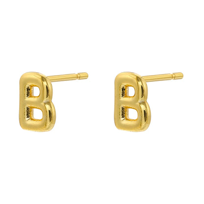 1 Pair Casual Elegant Simple Style Letter Copper Plating 18k Gold Plated Ear Studs