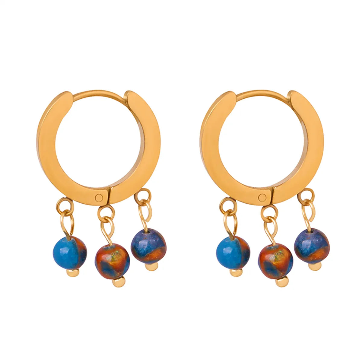 1 Pair Casual Elegant Simple Style Round Plating Agate Titanium Steel 18k Gold Plated Drop Earrings