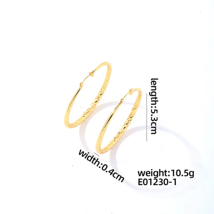 1 Pair Casual Elegant Simple Style Round Plating Copper Gold Plated Hoop Earrings