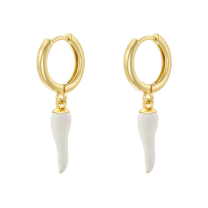 1 Pair Casual Elegant Simple Style S Shape Enamel Plating Copper 18K Gold Plated Drop Earrings