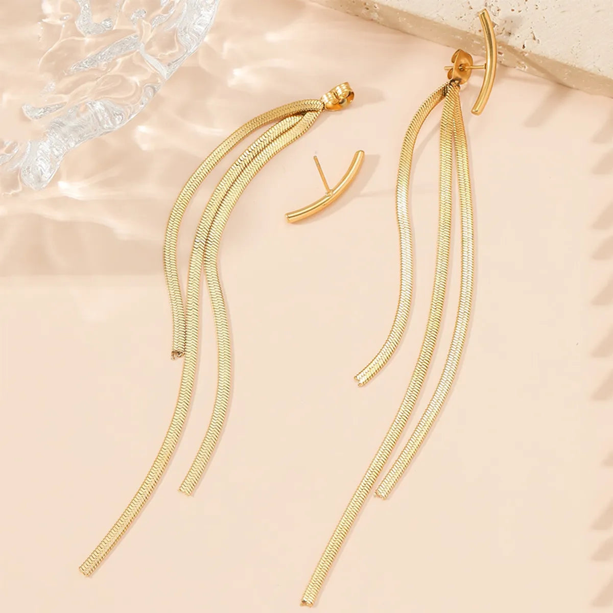 1 Pair Casual Elegant Simple Style Solid Color Plating Stainless Steel 18k Gold Plated Drop Earrings