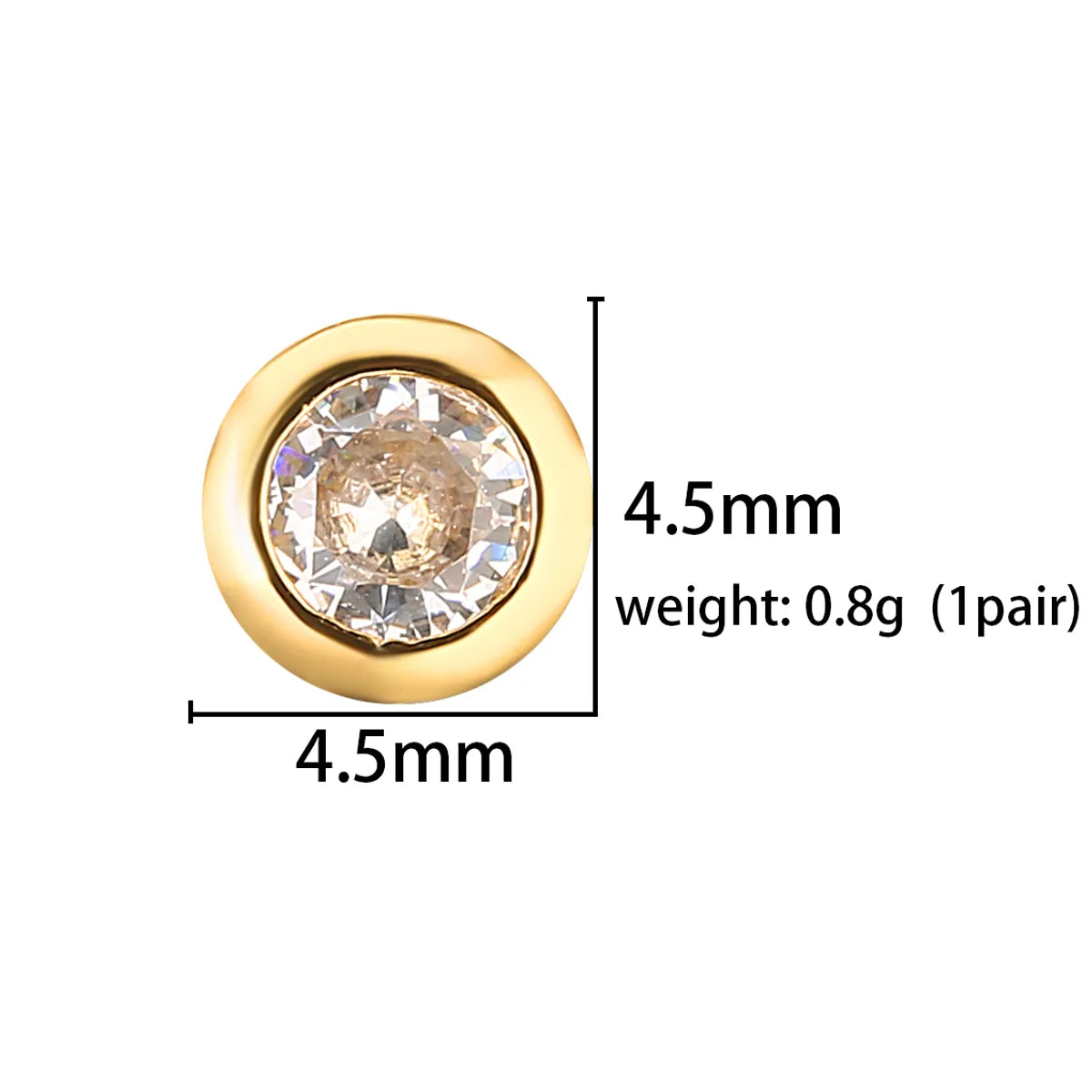 1 Pair Casual Elegant Simple Style Triangle Round Dots Heart Shape Plating Inlay Copper Zircon 18k Gold Plated Ear Studs