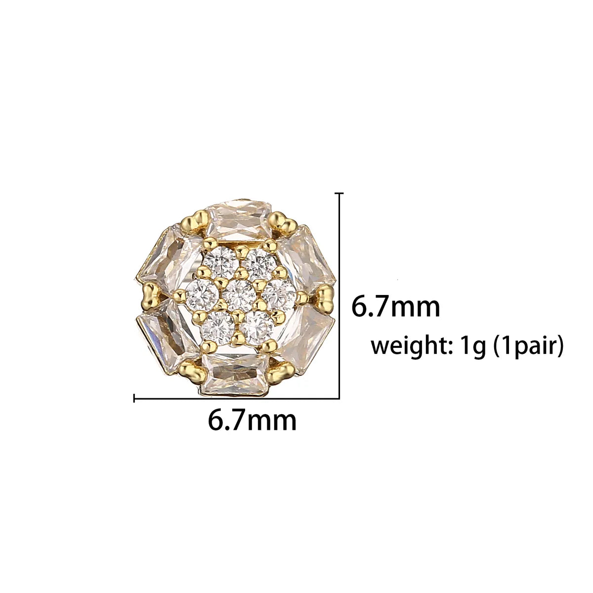 1 Pair Casual Elegant Simple Style Triangle Round Dots Heart Shape Plating Inlay Copper Zircon 18k Gold Plated Ear Studs