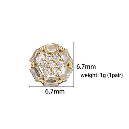 1 Pair Casual Elegant Simple Style Triangle Round Dots Heart Shape Plating Inlay Copper Zircon 18k Gold Plated Ear Studs