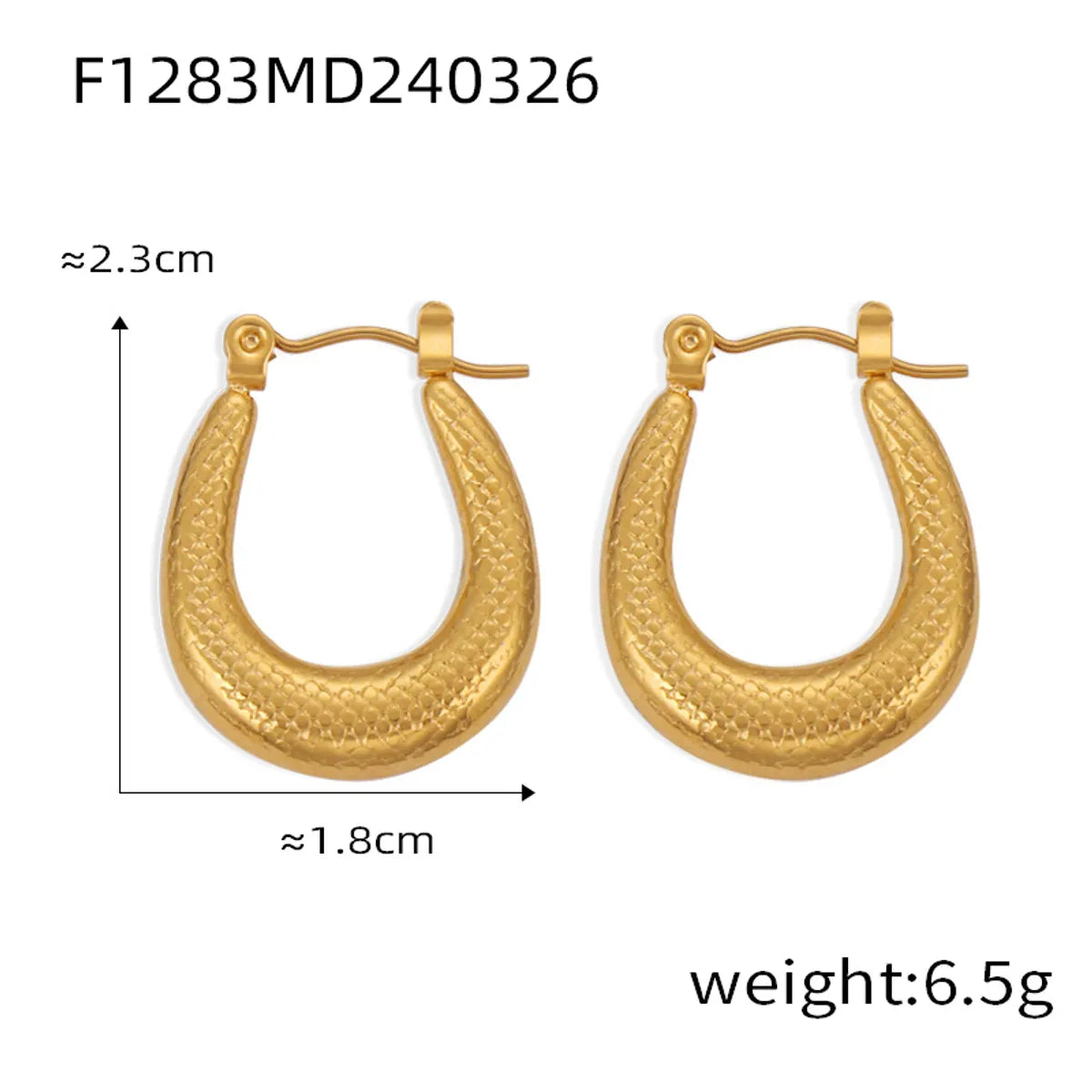 1 Pair Casual Elegant Simple Style U Shape Plating Titanium Steel 18K Gold Plated Earrings