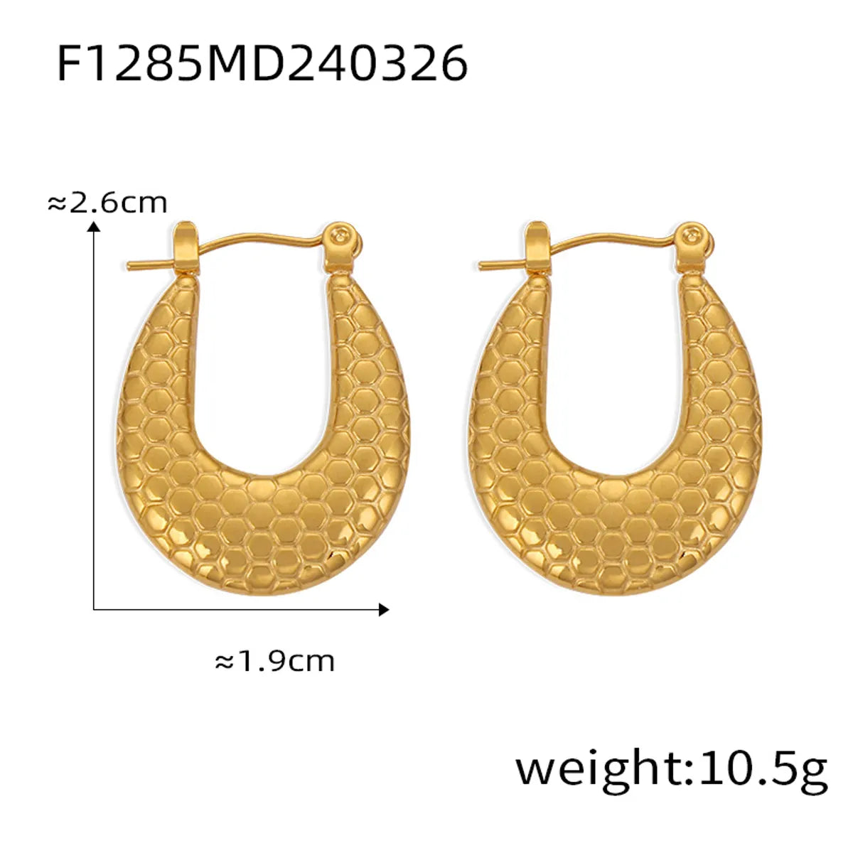 1 Pair Casual Elegant Simple Style U Shape Plating Titanium Steel 18K Gold Plated Earrings