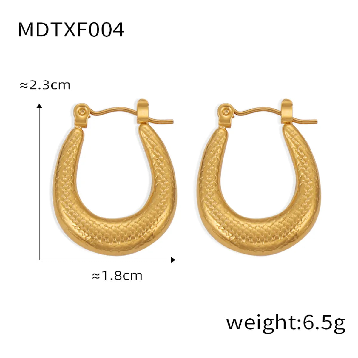 1 Pair Casual Elegant Simple Style U Shape Plating Titanium Steel 18K Gold Plated Earrings