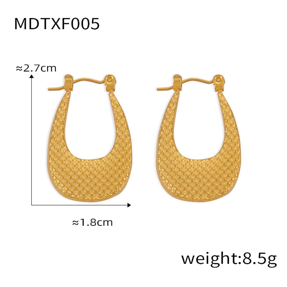 1 Pair Casual Elegant Simple Style U Shape Plating Titanium Steel 18K Gold Plated Earrings